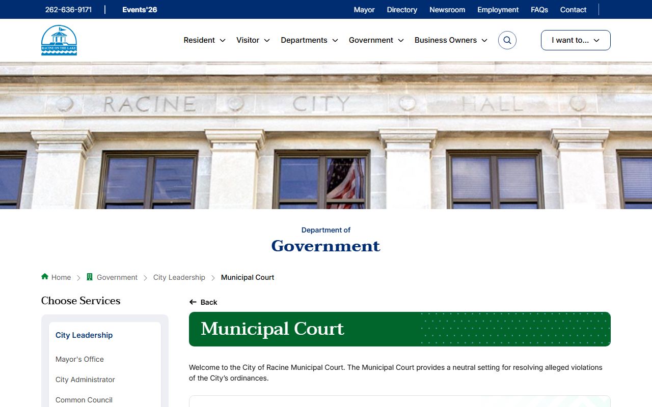 Racine Court Docket municipal court main page