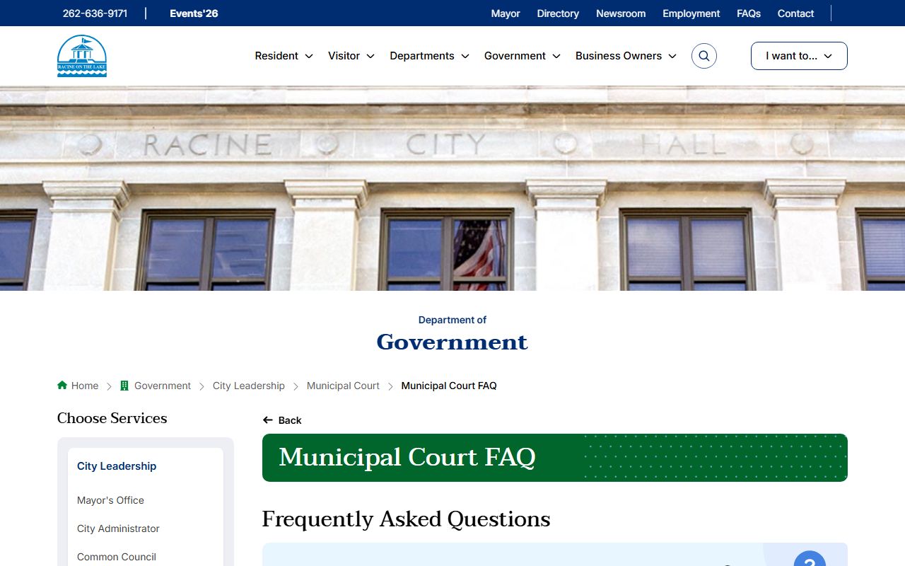 Racine Court Docket municipal court FAQ page
