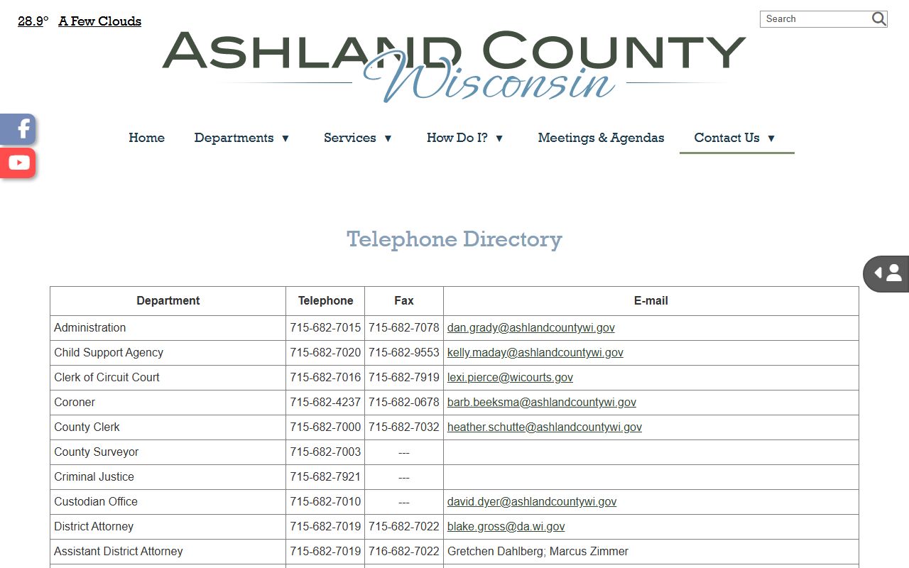 Ashland County Court Docket telephone directory reference