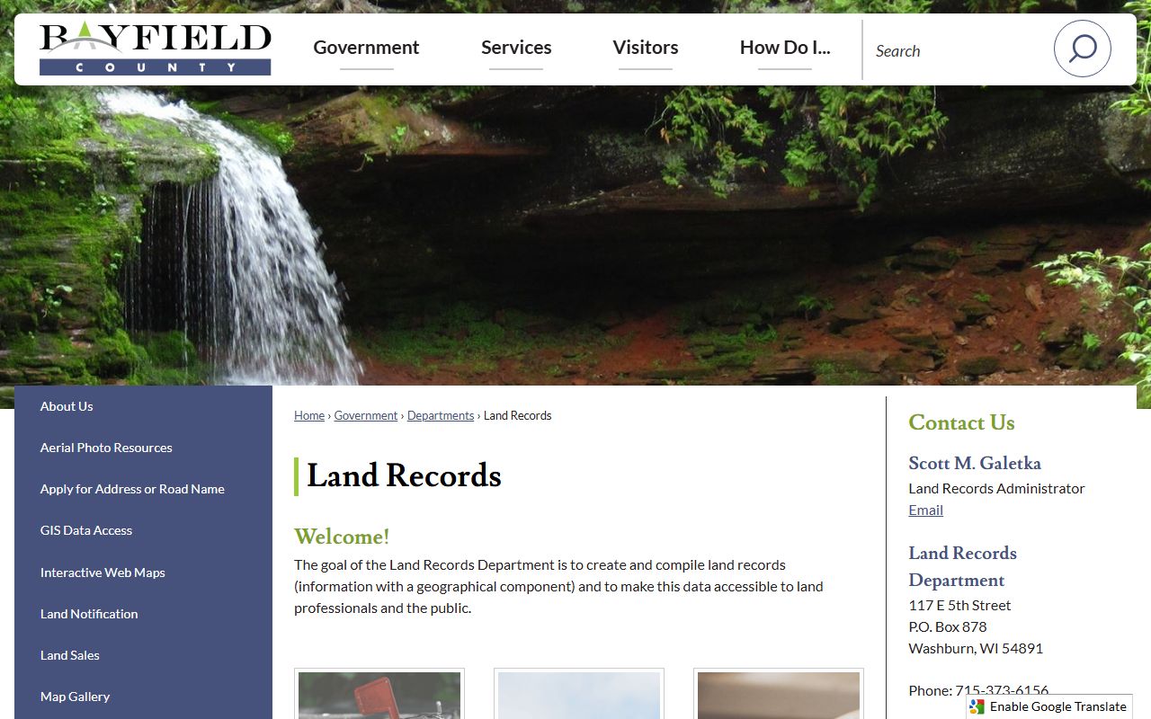Bayfield County Court Docket land records page