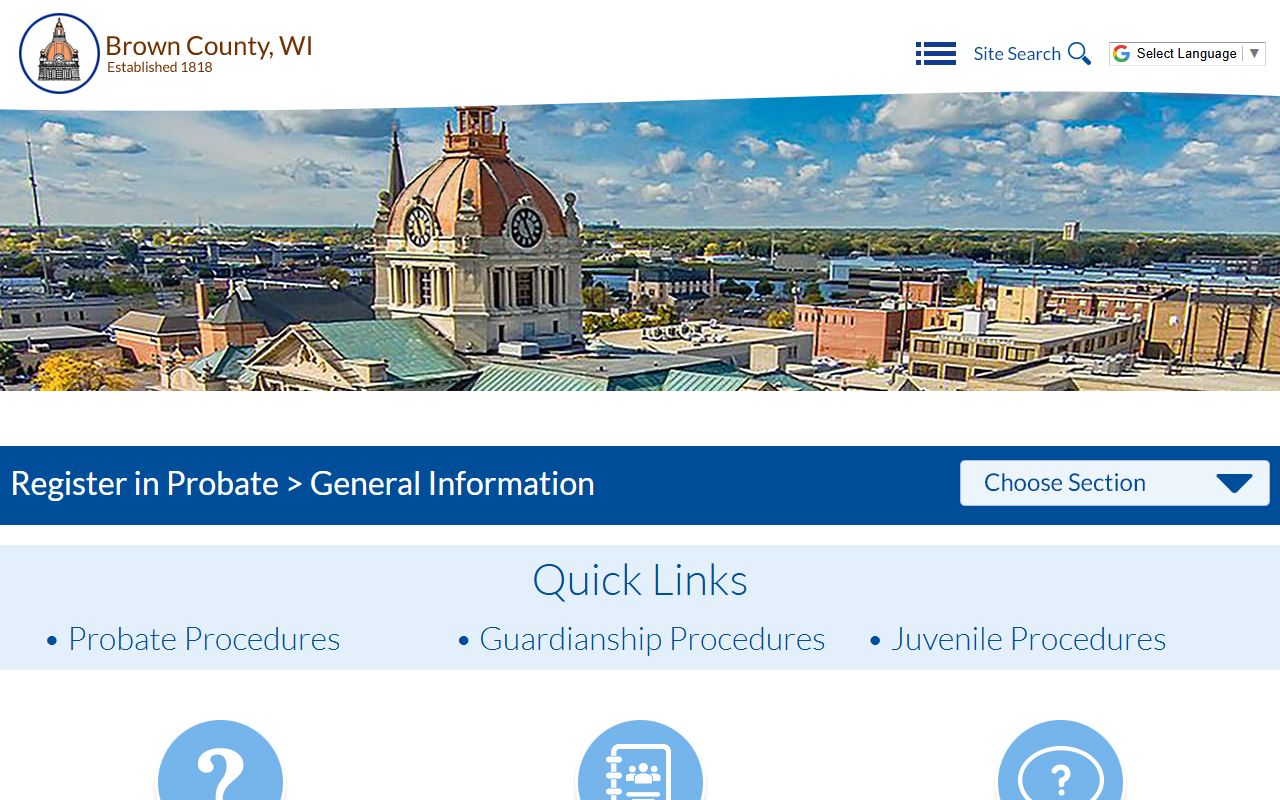 Brown County Court Docket register in probate page