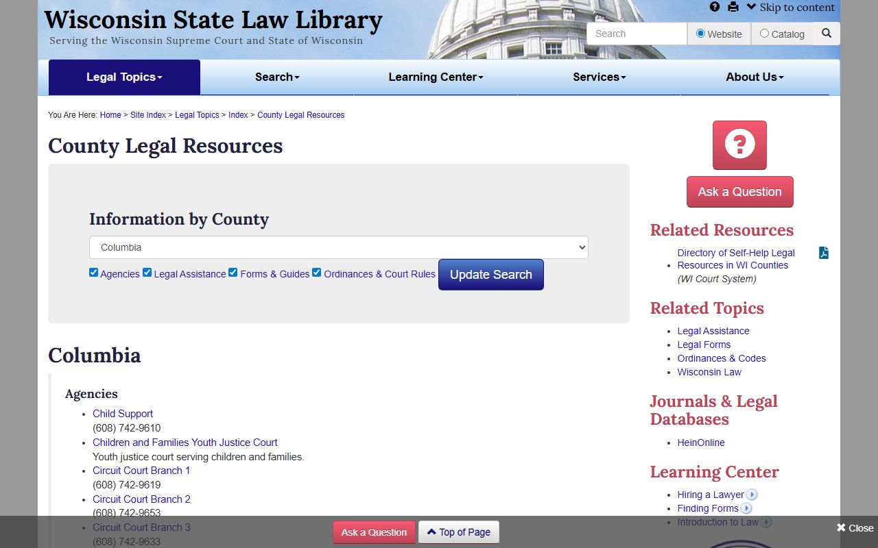 Columbia County Court Docket legal resources image