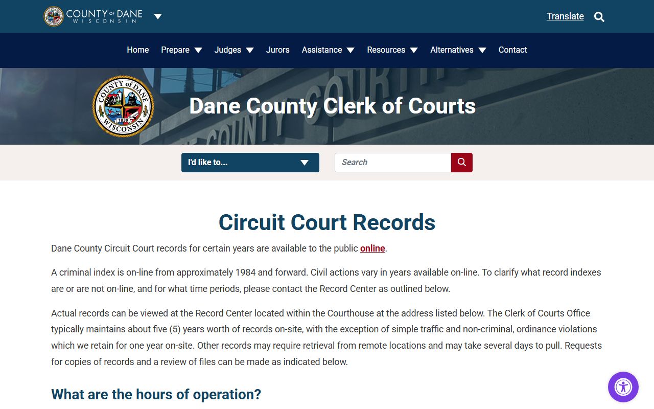Dane County Court Docket court records image