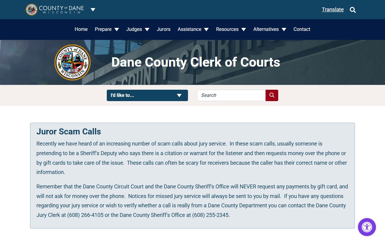 Dane County Court Docket jury duty image