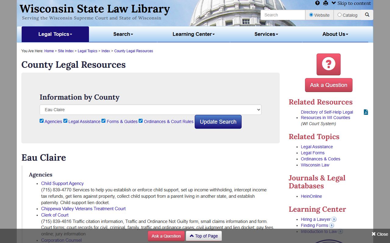 Eau Claire County Court Docket legal resources image