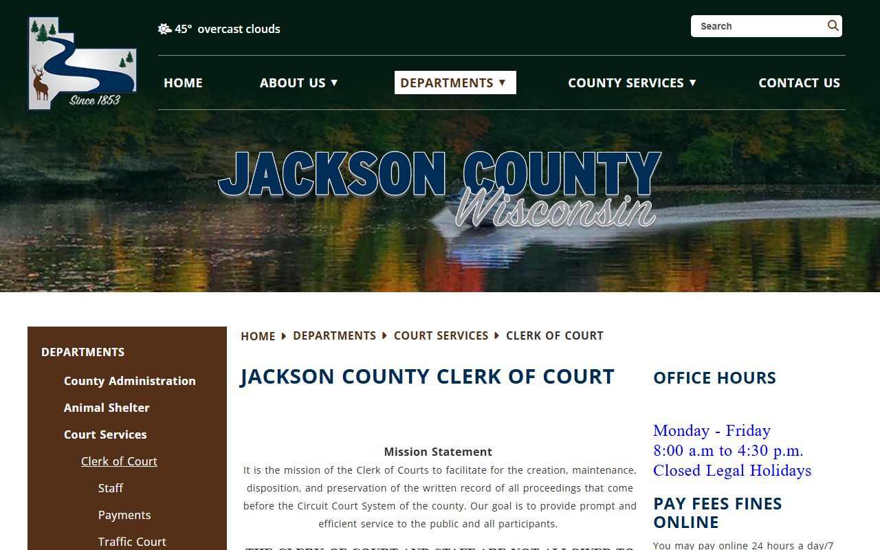 Jackson County Court Docket clerk of courts image