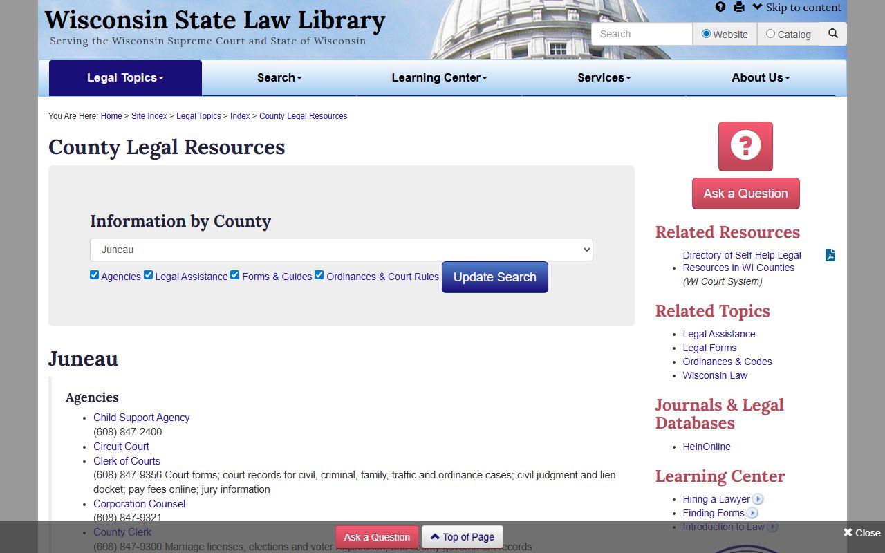 Juneau County Court Docket legal resources image
