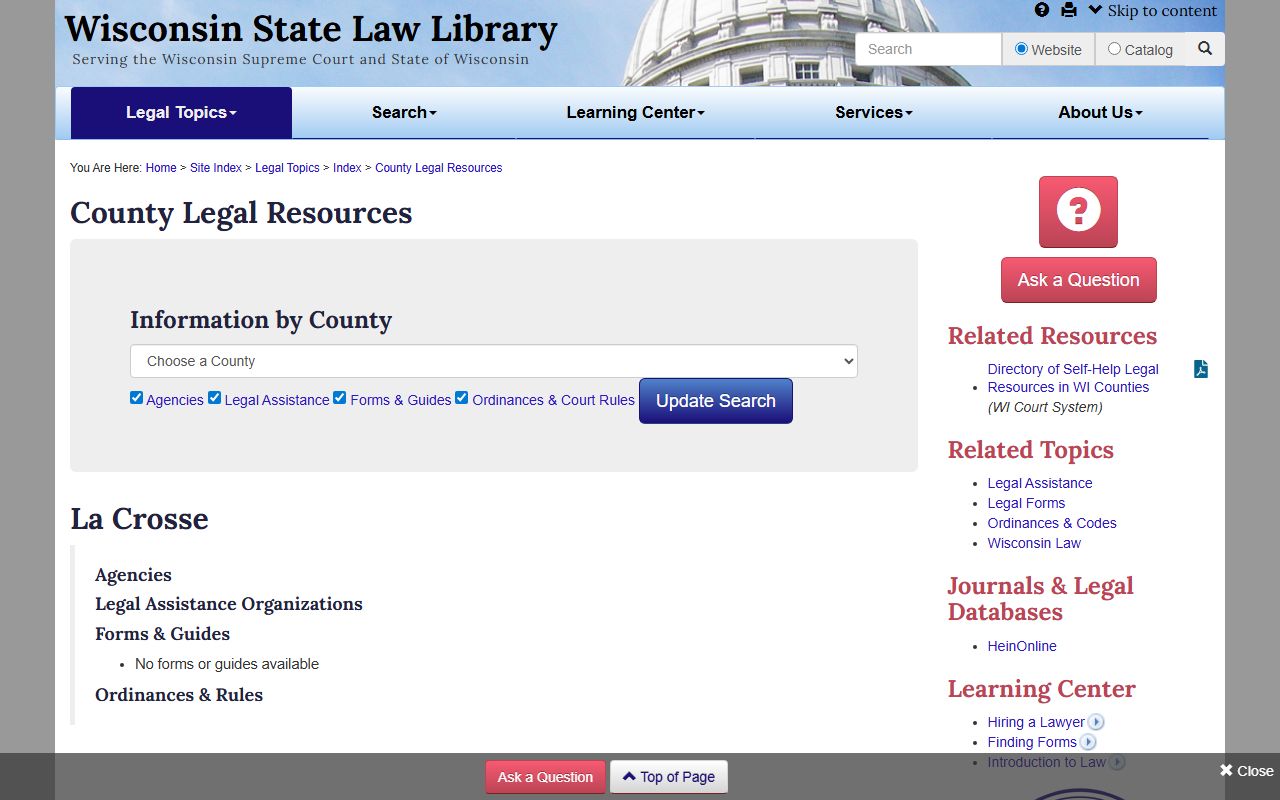 La Crosse County Court Docket legal resources image