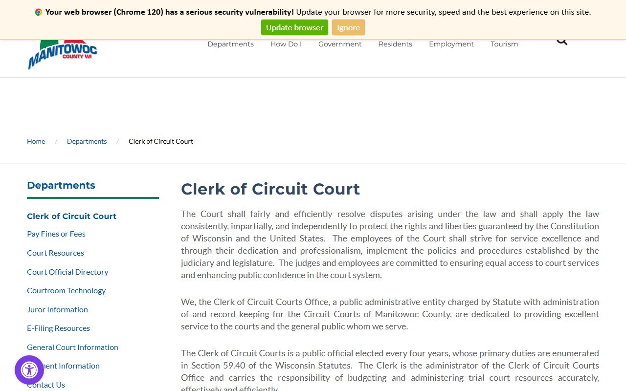 Manitowoc Court Docket county clerk of circuit court