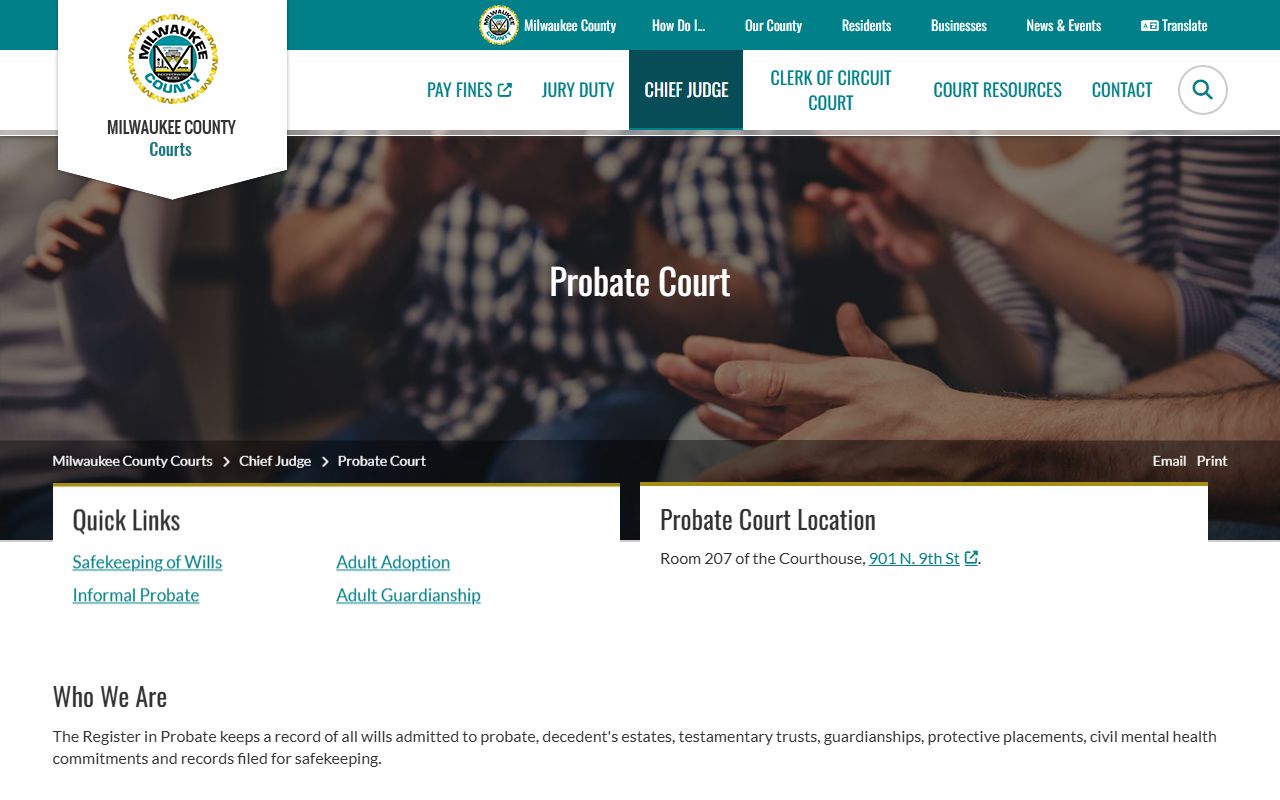 Milwaukee County Court Docket probate court