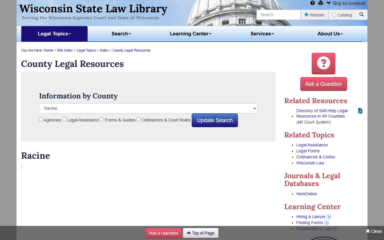 Racine County Court Docket legal resources