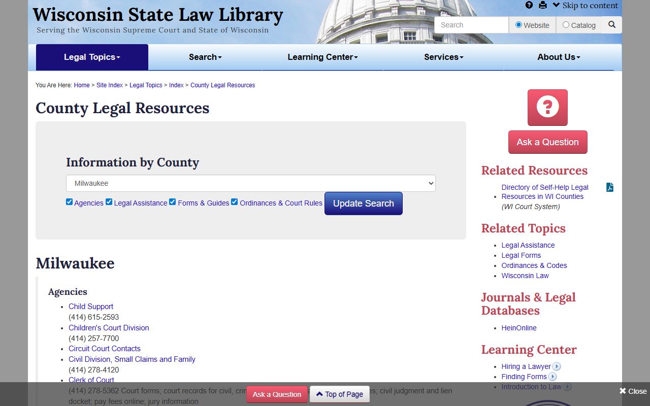 Wisconsin Court Docket state law library resource